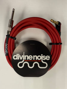 Divine Noise 15ft Instrument Cable ST-RAS (Straight-Right Angle Silent) Red *Free Shipping*