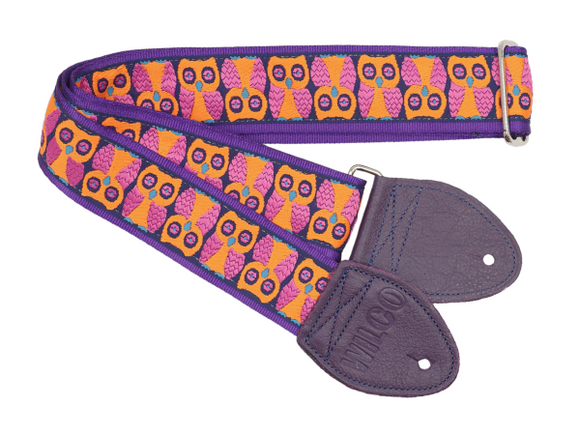 Souldier Wilco VEGAN Signature Orange/Purple Owls Guitar Strap *Free Shipping in the USA*