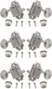 Grover 133N Deluxe Guitar Machine Heads, Vintage, Nickel, 3 Per Side, Package of 6