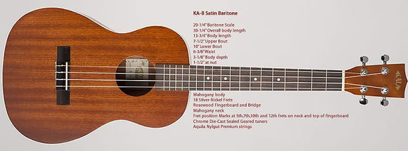 Kala KA-B Baritone Ukulele - Satin Mahogany *Free Shipping in the US*