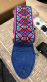 Souldier Straps Stained Glass Purple with Blue Leather Ends *Free Shipping in the USA*