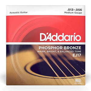 D'Addario EJ17 Phosphor Bronze Medium Acoustic Guitar Strings, .013 - .056