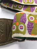 Souldier Guitar Strap Owls Purple w/ Olive Leather Ends *Free Shipping in the USA*