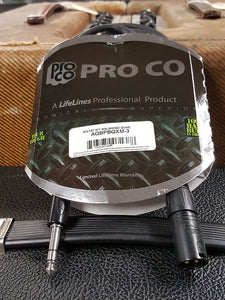 Pro Co AQBPBQXM-3 BQ/XM 3 ft Balance Quad cable XLR-1/4" *Free Shipping in the USA*