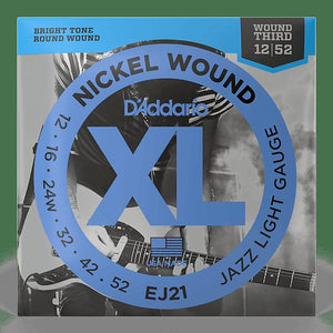 D'Addario EJ21 XL Nickel Wound Electric Guitar Strings, Jazz Light Gauge Standard