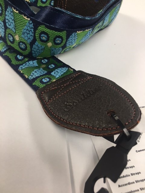 Souldier Guitar Strap Owls Navy w/ Brown Leather Ends *Free Shipping in the USA*