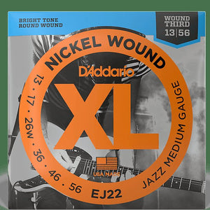 D'Addario EJ22 Nickel Jazz Medium Electric Guitar Strings, 13-56