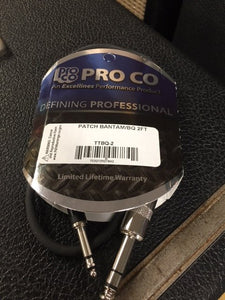 Pro Co Sound TTBQ-2 ShowSavers Neutrik Tiny Tip Male Bantam Tiny Tip to 1/4" Stereo Phone Male TRS Cable - 2'